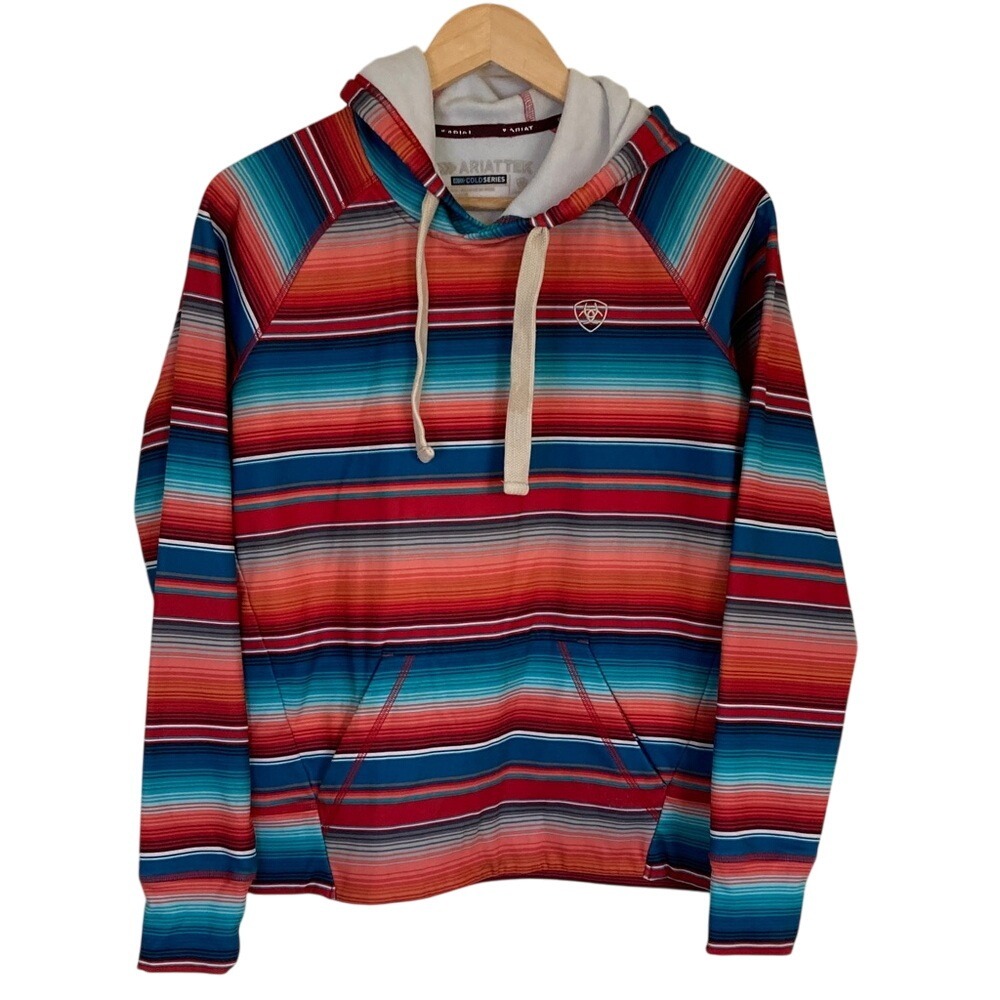 AriatTEK Mens Cold Series Striped Hoodie Size Small Vibrant Colors Performance - Picture 1 of 12
